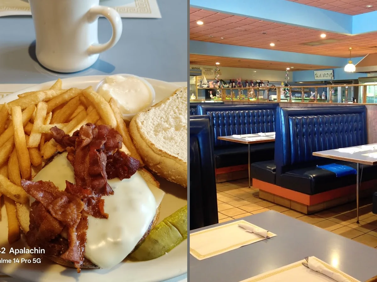 Diner booths and tables in a clean, casual dining room.